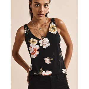 Dynamite Black Floral Tank Top Blouse